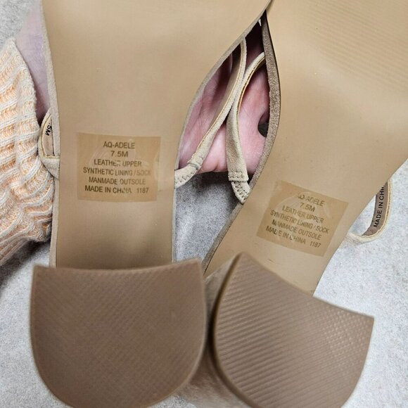 Aqua Adele Beige Suede Open Toe Strappy Block Heel Slip On Never Worn Neutral - Picture 9 of 12